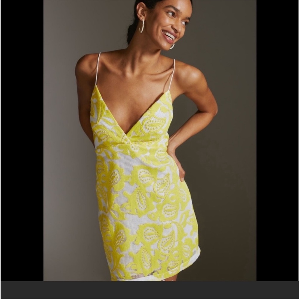 Maeve Anthropologie Dress Yellow & White Size 4